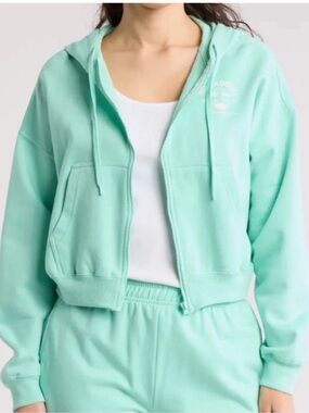 Billabong Large Sweatjacket Zip it Hoodie Spearmint Green pockets full zip NWT
